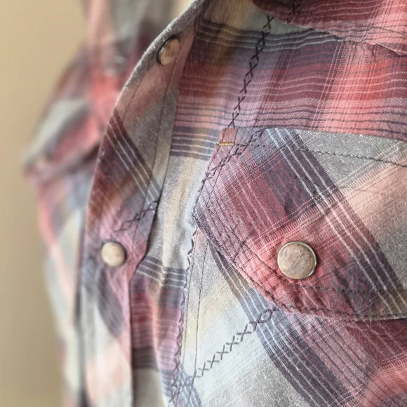 Prana Plaid Western Snap Button Shirt | Size M | Cotton Blend - Picture 6 of 12